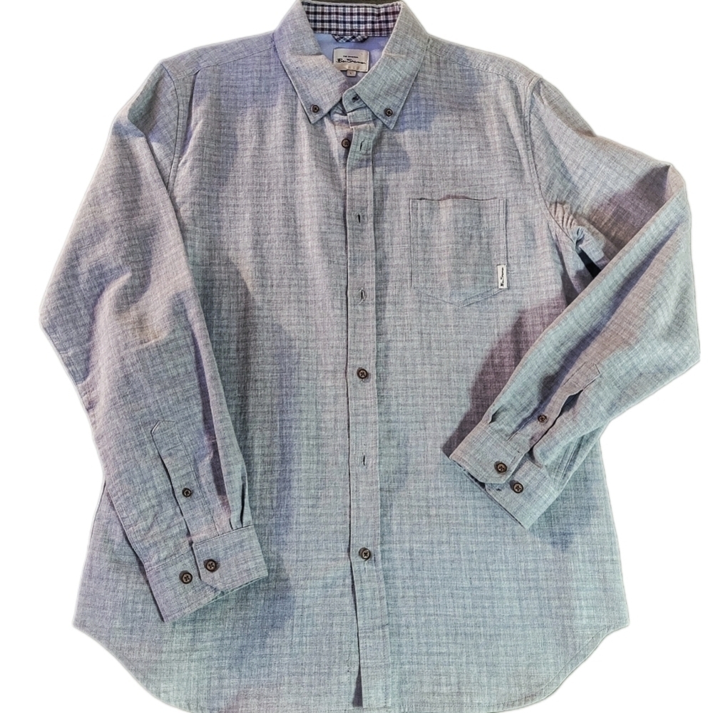 Ben Sherman / Men's LS Cotton Oxford Shirt / Large / Gray